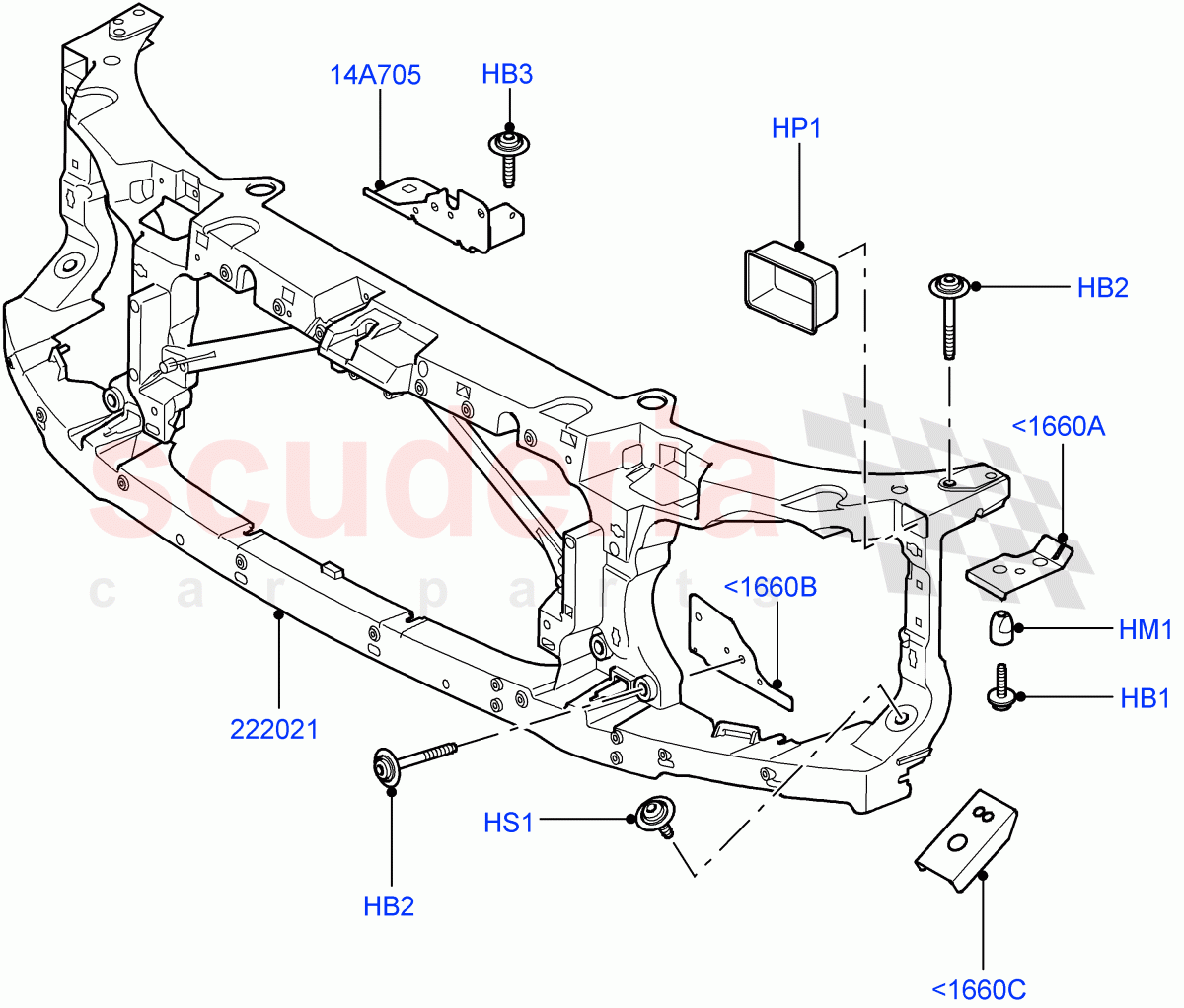 Front Panels, Aprons & Side Members (Front End Carrier) ((V) TO9A999999) of Land Rover Land Rover Range Rover Sport (2005-2009) [2.7 Diesel V6]