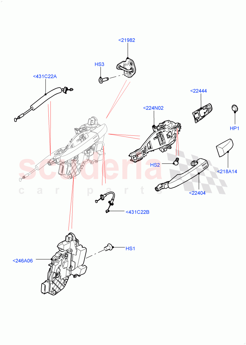Rear Door Lock Controls (5 Door, Itatiaia (Brazil)) ((V) FROMGT000001) of Land Rover Land Rover Range Rover Evoque (2012-2018) [2.0 Turbo Diesel]