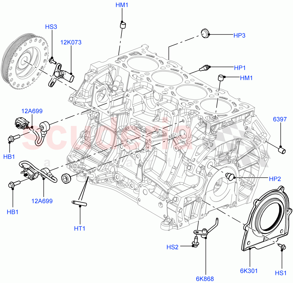 Cylinder Block And Plugs (2.0L 16V TIVCT T/C 240PS Petrol, Changsu (China)) ((V) FROMEG000001) of Land Rover Land Rover Discovery Sport (2015+) [2.0 Turbo Petrol GTDI]