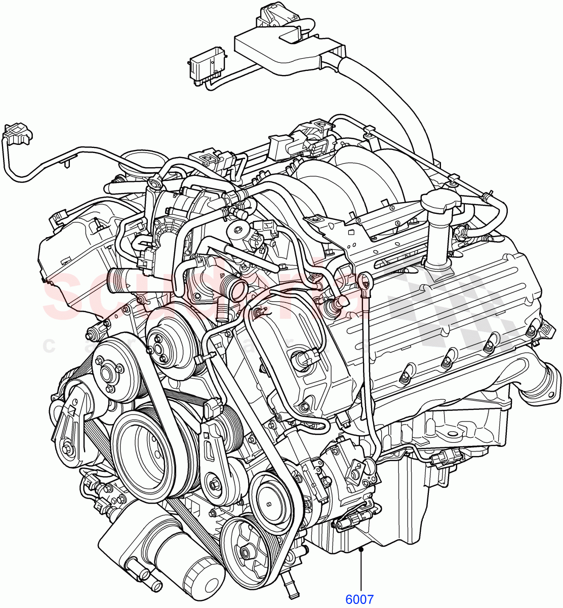 Engine Assy Fully Dressed (AJ Petrol 4.4 V8 EFI (220KW)) of Land Rover Land Rover Range Rover Sport (2005-2009) [4.4 AJ Petrol V8]