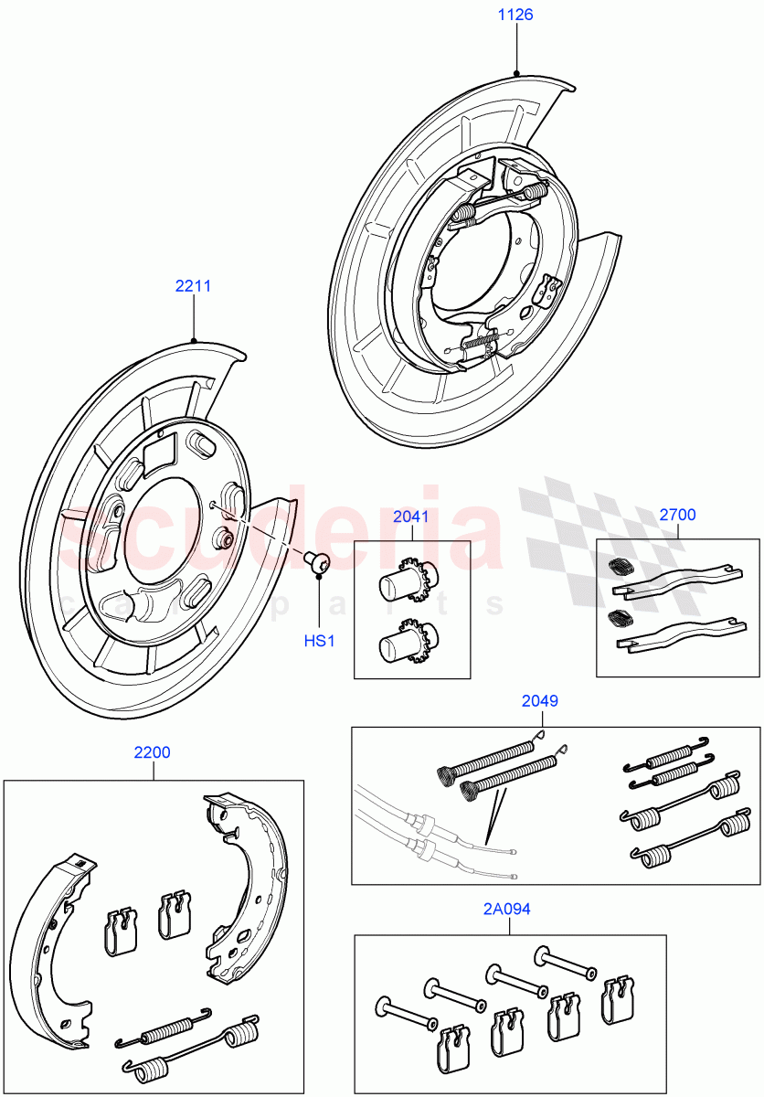 Parking Brake (Brake Shoes) ((V) FROMAA000001, (V) TOBA583709) of Land Rover Land Rover Discovery 4 (2010-2016) [4.0 Petrol V6]