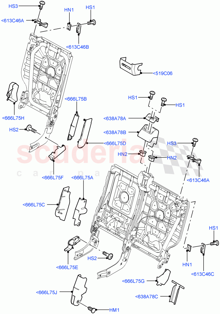Rear Seat Frame (Finishers) (With 65/35 Split Fold Rear Seat) ((V) FROMAA000001) of Land Rover Land Rover Discovery 4 (2010-2016) [3.0 DOHC GDI SC V6 Petrol]