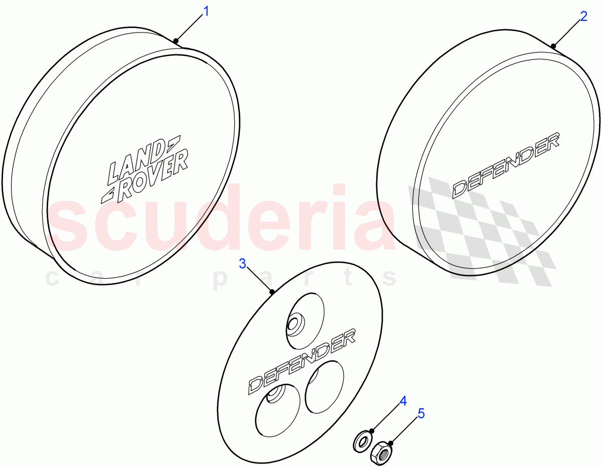 Covers-Spare Wheel ((V) FROM7A000001) of Land Rover Land Rover Defender (2007-2016)