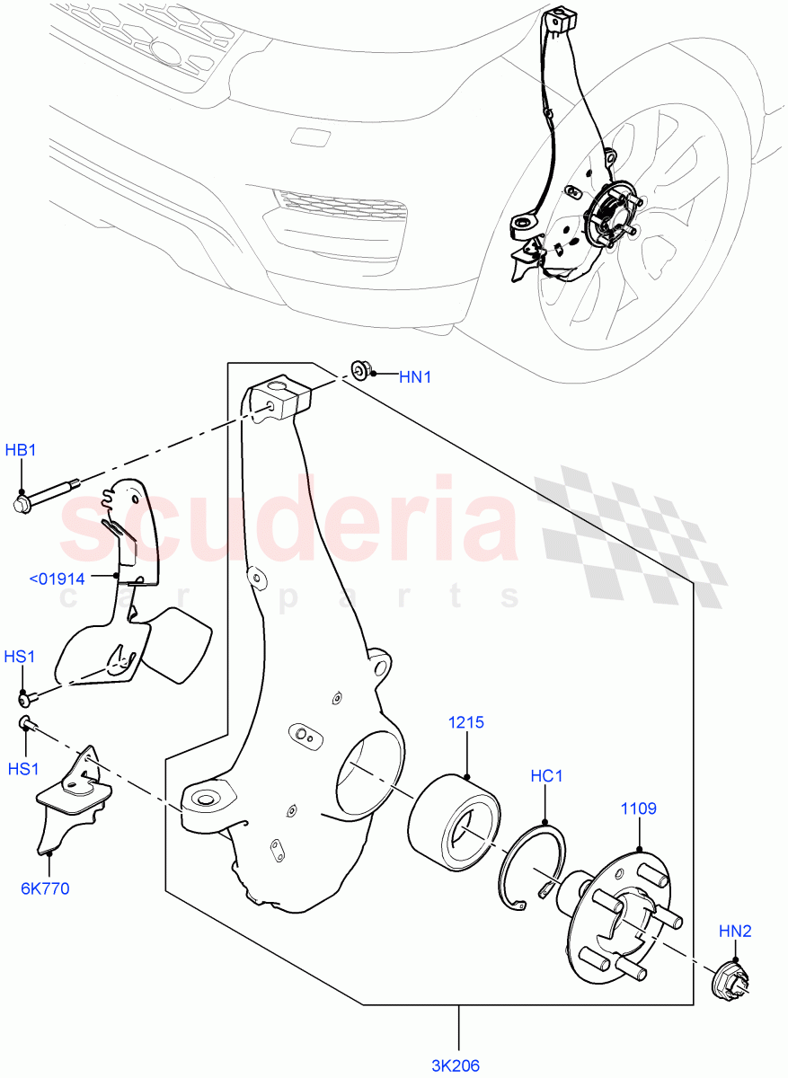 Front Knuckle And Hub of Land Rover Land Rover Range Rover Sport (2014+) [3.0 I6 Turbo Diesel AJ20D6]