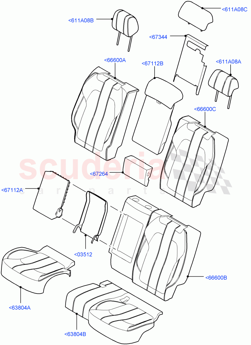 Rear Seat Covers (Extended Windsor, Non SVR) ((V) TOEA396202) of Land Rover Land Rover Range Rover Sport (2014+) [3.0 Diesel 24V DOHC TC]