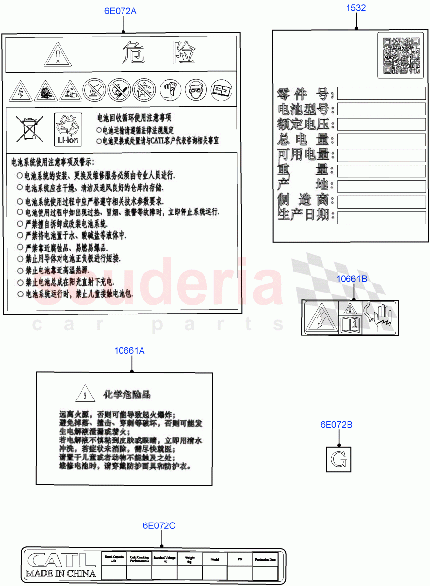 Labels (Traction Battery) (Electric Engine Battery-PHEV) ((V) FROMKG446857) of Land Rover Land Rover Discovery Sport (2015+) [2.0 Turbo Diesel]