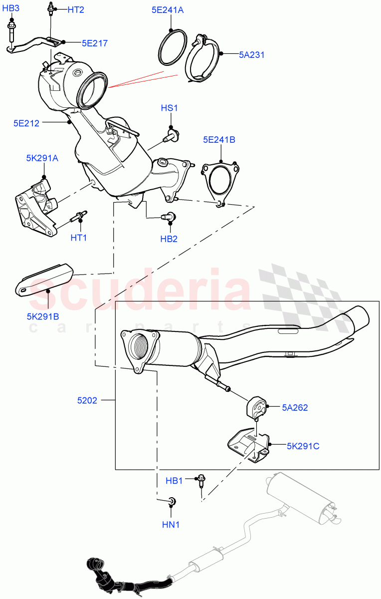 Front Exhaust System (2.0L AJ20P4 Petrol Mid PTA, Halewood (UK), 2.0L AJ20P4 Petrol High PTA, 2.0L AJ20P4 Petrol E100 PTA) ((V) FROMMH000001) of Land Rover Land Rover Discovery Sport (2015+) [2.0 Turbo Petrol AJ200P]