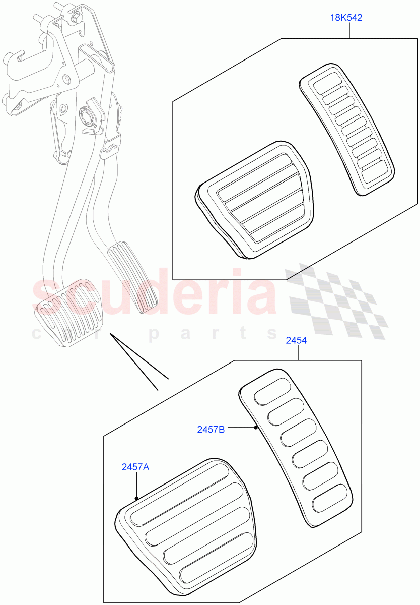 Brake And Clutch Controls (Kit) (Unique Met Finish Foot Pedals Pads) ((V) FROMGA000001) of Land Rover Land Rover Range Rover (2012-2021) [5.0 OHC SGDI SC V8 Petrol]