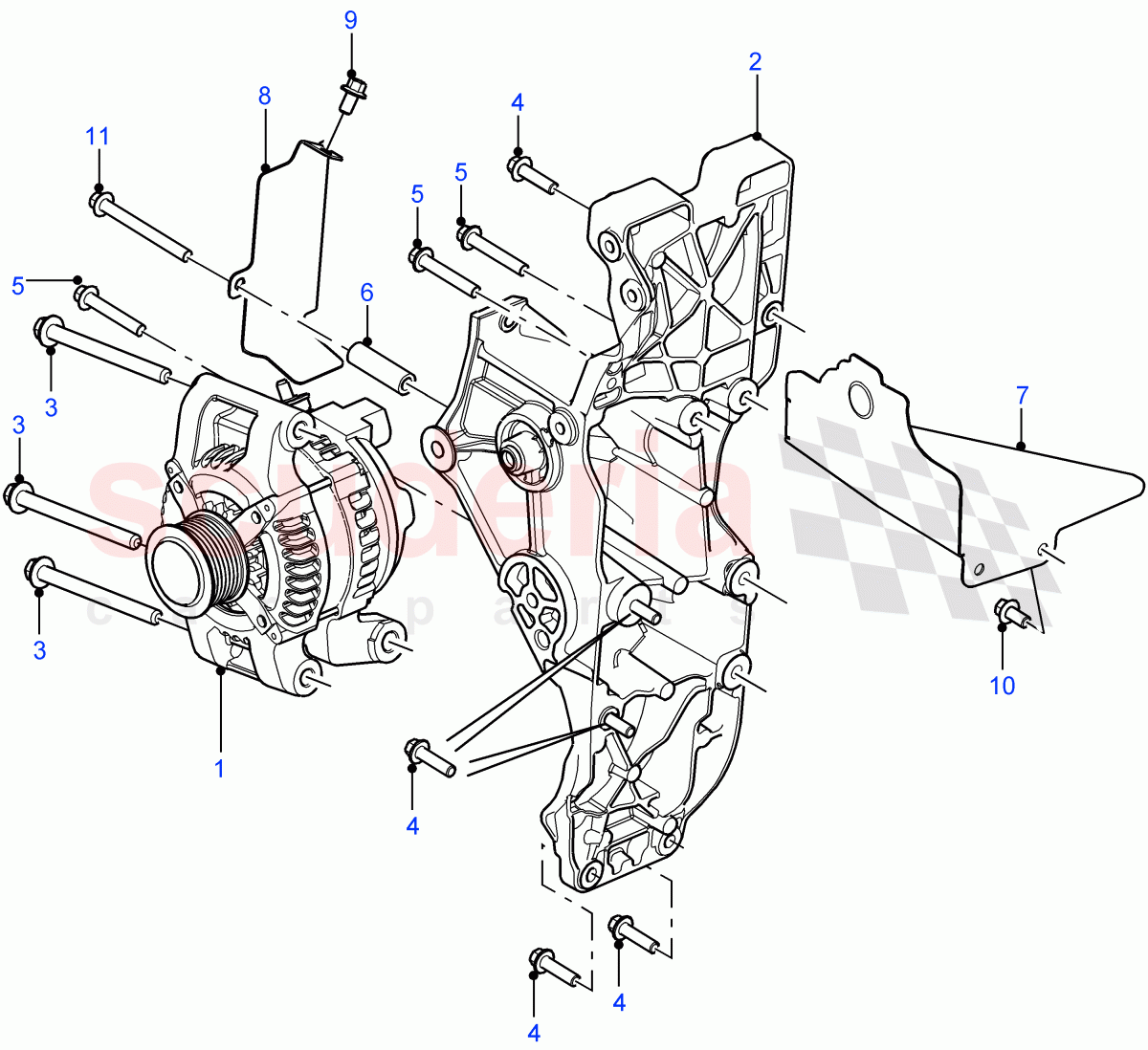 Alternator (2.2L 16V TC I4 DSL 122PS PUMA) ((V) FROMCA000001) of Land Rover Land Rover Defender (2007-2016)