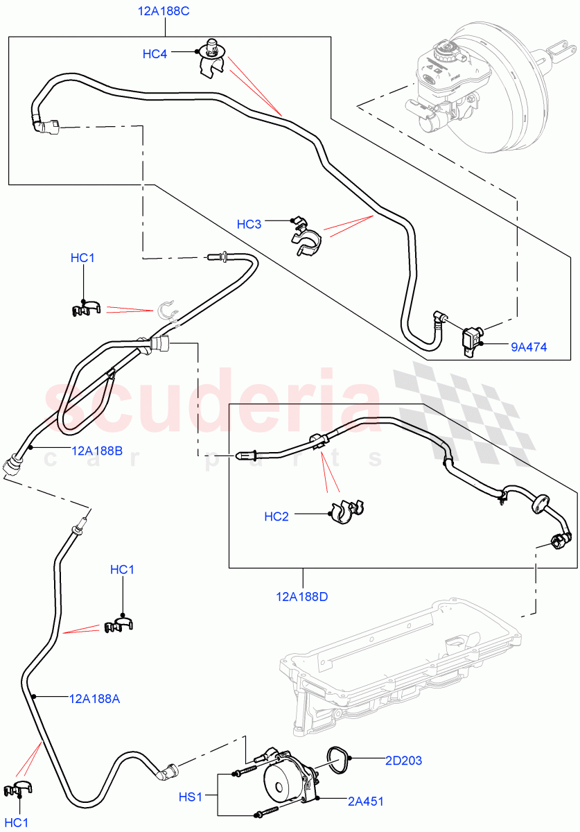 Vacuum Control And Air Injection (5.0L P AJ133 DOHC CDA S/C Enhanced, LHD, 5.0 Petrol AJ133 DOHC CDA) ((V) FROMJA000001) of Land Rover Land Rover Range Rover Sport (2014+) [5.0 OHC SGDI SC V8 Petrol]