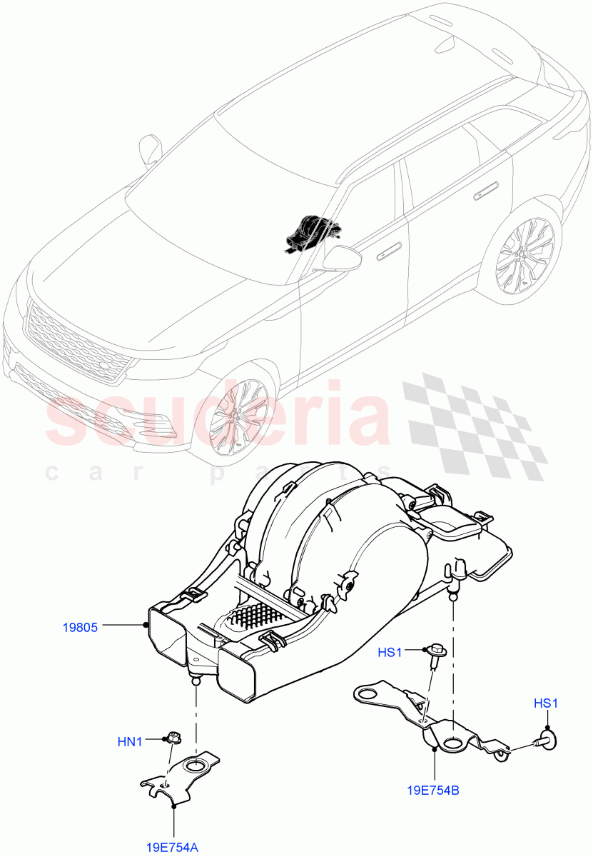 Heater/Air Cond.Internal Components (Auxiliary Blower) (Premium Air Conditioning-Front/Rear) of Land Rover Land Rover Range Rover Velar (2017+) [2.0 Turbo Diesel AJ21D4]