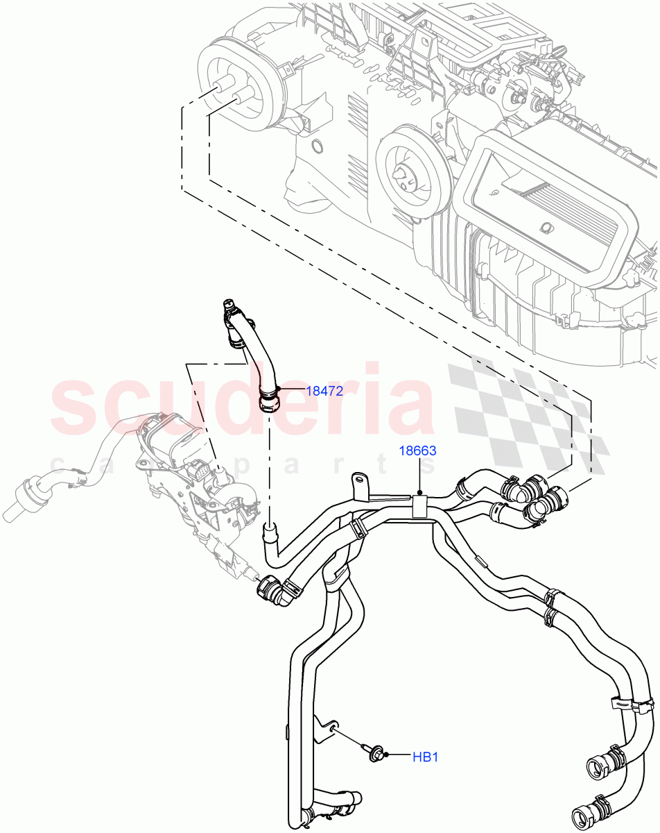 Heater Hoses (Front) (2.0L I4 DSL HIGH DOHC AJ200, With Fuel Fired Heater, With Air Conditioning - Front/Rear, Less Park Heating) ((V) FROMJA000001) of Land Rover Land Rover Range Rover Sport (2014+) [5.0 OHC SGDI SC V8 Petrol]