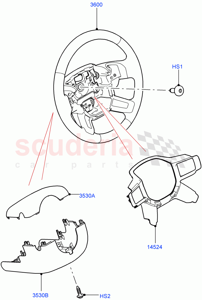 Steering Wheel (Nitra Plant Build) ((V) FROMM2000001) of Land Rover Land Rover Discovery 5 (2017+) [3.0 Diesel 24V DOHC TC]