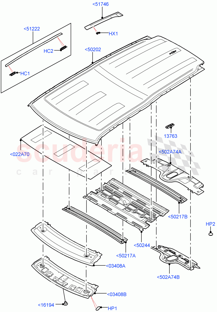Roof - Sheet Metal (Nitra Plant Build) (Less Panorama Roof) ((V) FROMK2000001) of Land Rover Land Rover Discovery 5 (2017+) [3.0 I6 Turbo Petrol AJ20P6]