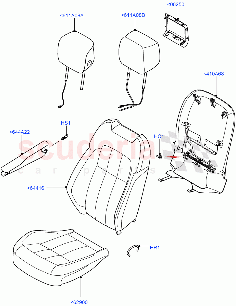 Front Seat Covers (Windsor Leather Perforated, Version - Core, Non SVR) ((V) FROMJA000001) of Land Rover Land Rover Range Rover Sport (2014+) [3.0 I6 Turbo Petrol AJ20P6]