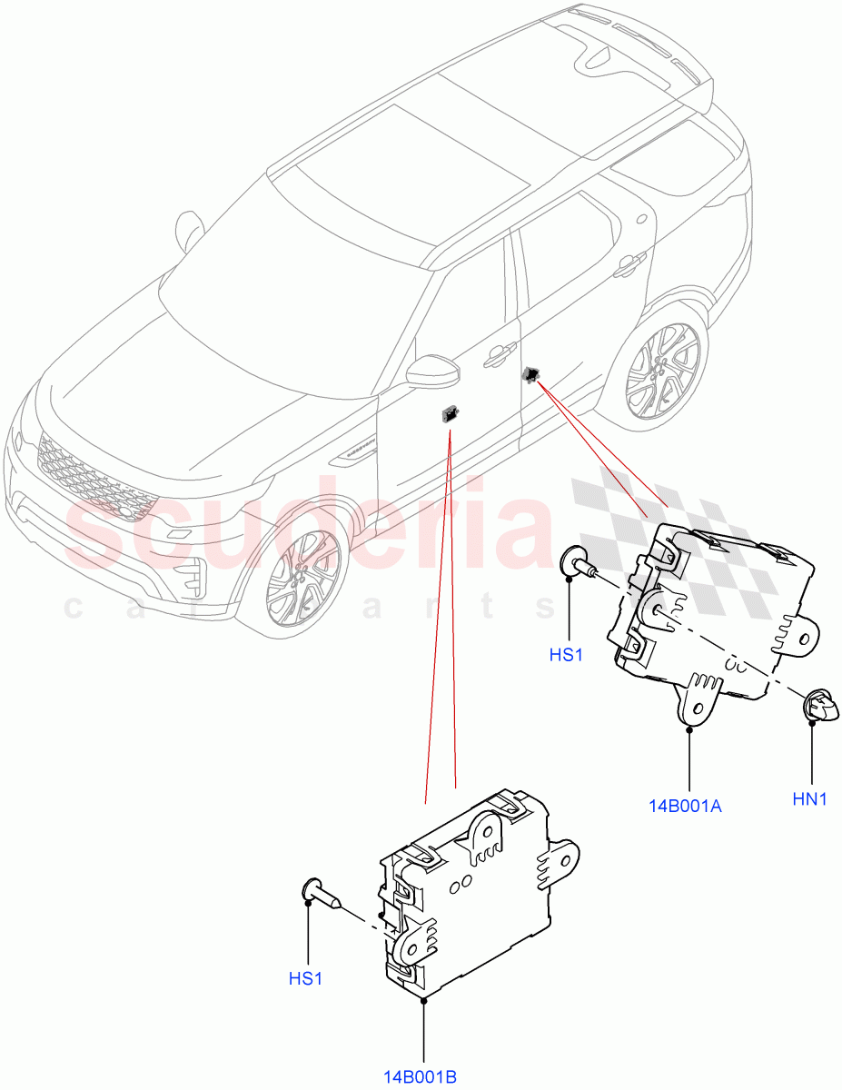 Vehicle Modules And Sensors (Door, Solihull Plant Build) ((V) FROMHA000001) of Land Rover Land Rover Discovery 5 (2017+) [3.0 DOHC GDI SC V6 Petrol]