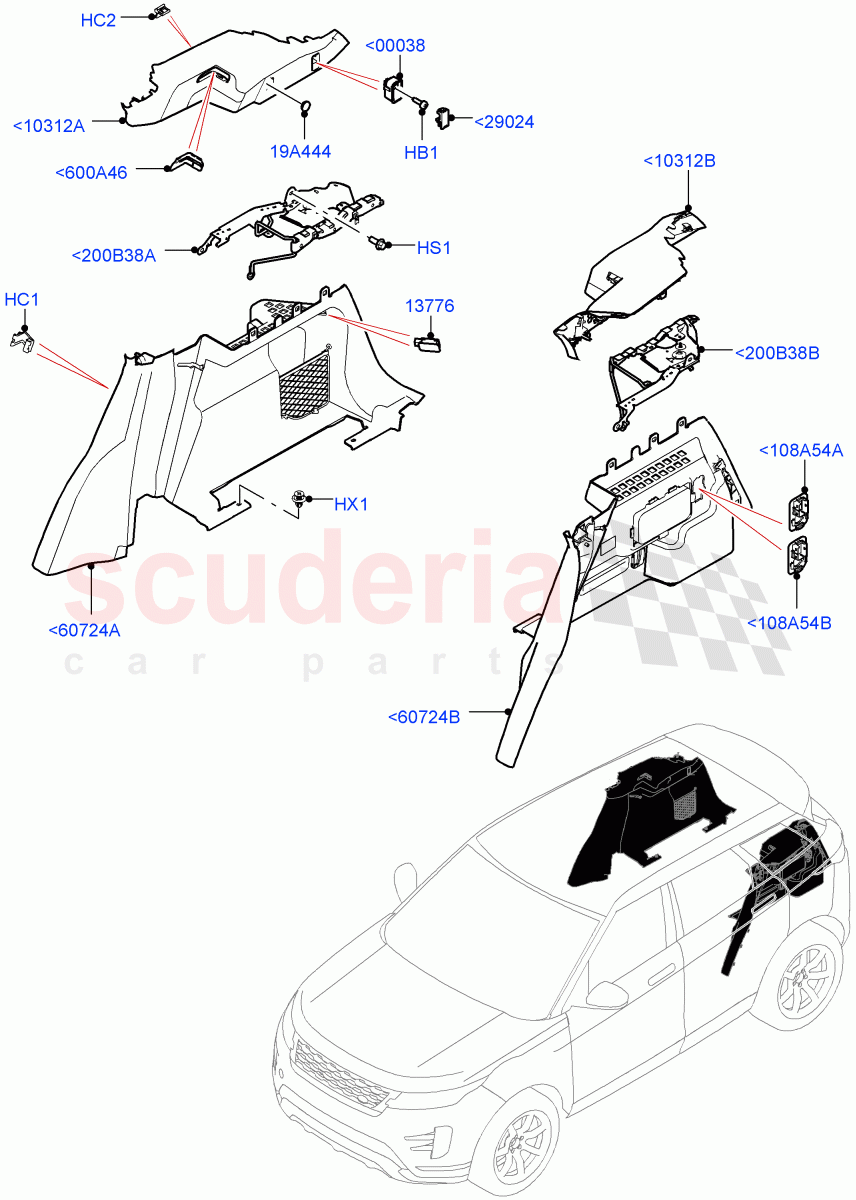Side Trim (Luggage Compartment) (Changsu (China)) of Land Rover Land Rover Range Rover Evoque (2019+) [2.0 Turbo Petrol AJ200P]