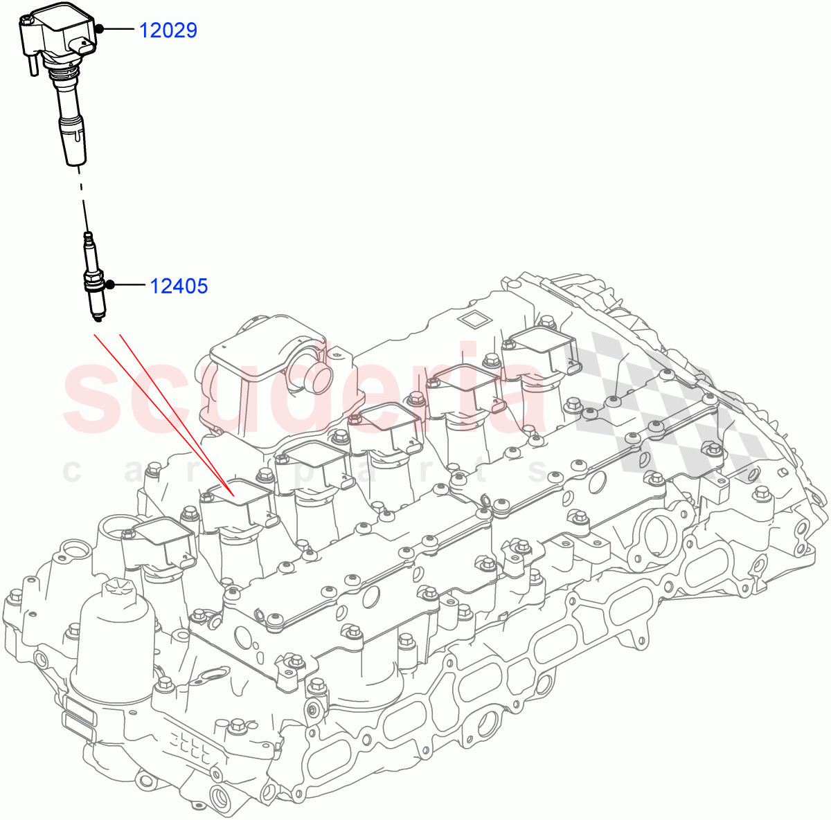 Ignition Coil And Wires/Spark Plugs (Nitra Plant Build) (3.0L AJ20P6 Petrol High) ((V) FROML2000001) of Land Rover Land Rover Defender (2020+) [3.0 I6 Turbo Petrol AJ20P6]