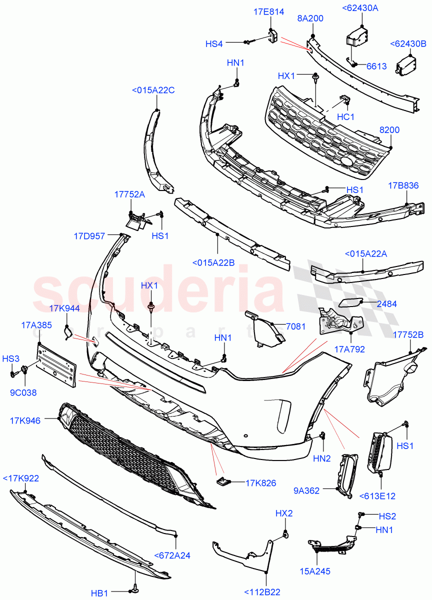 Radiator Grille And Front Bumper (Changsu (China), Front Bumper - Sport - Body Colour) ((V) FROMKG446857) of Land Rover Land Rover Discovery Sport (2015+) [1.5 I3 Turbo Petrol AJ20P3]