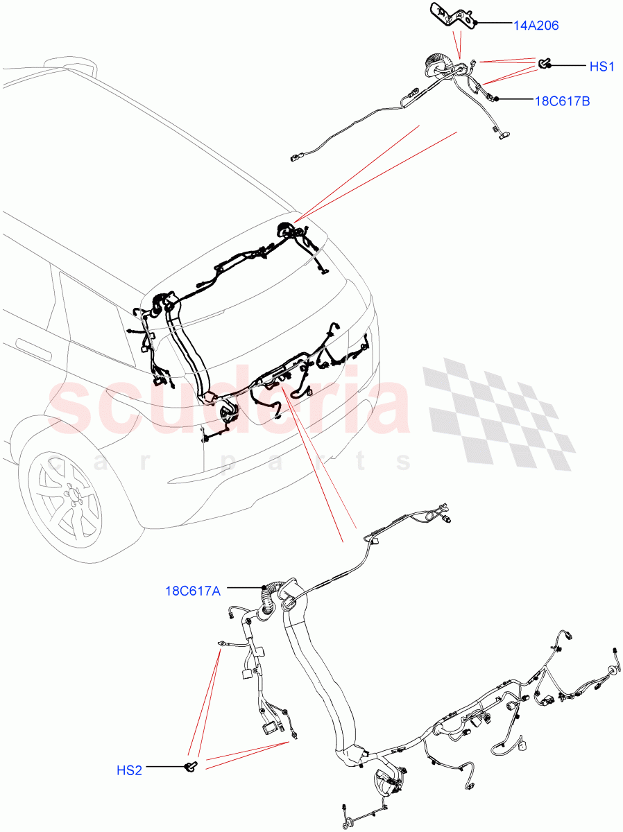 Electrical Wiring - Body And Rear (Tailgate) (Halewood (UK)) of Land Rover Land Rover Range Rover Evoque (2019+) [1.5 I3 Turbo Petrol AJ20P3]