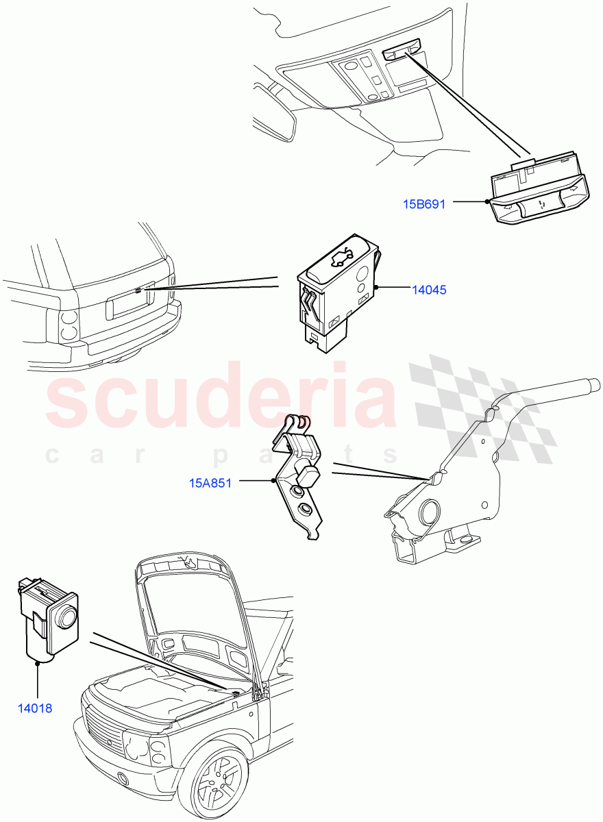 Switches (Auxiliary Unit) ((V) FROMAA000001) of Land Rover Land Rover Range Rover (2010-2012) [5.0 OHC SGDI NA V8 Petrol]