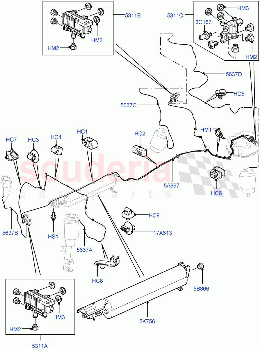 Air Suspension Compressor And Lines (Air Suspension Lines) (Less Armoured) ((V) FROMAA000001) of Land Rover Land Rover Range Rover (2010-2012) [4.4 DOHC Diesel V8 DITC]