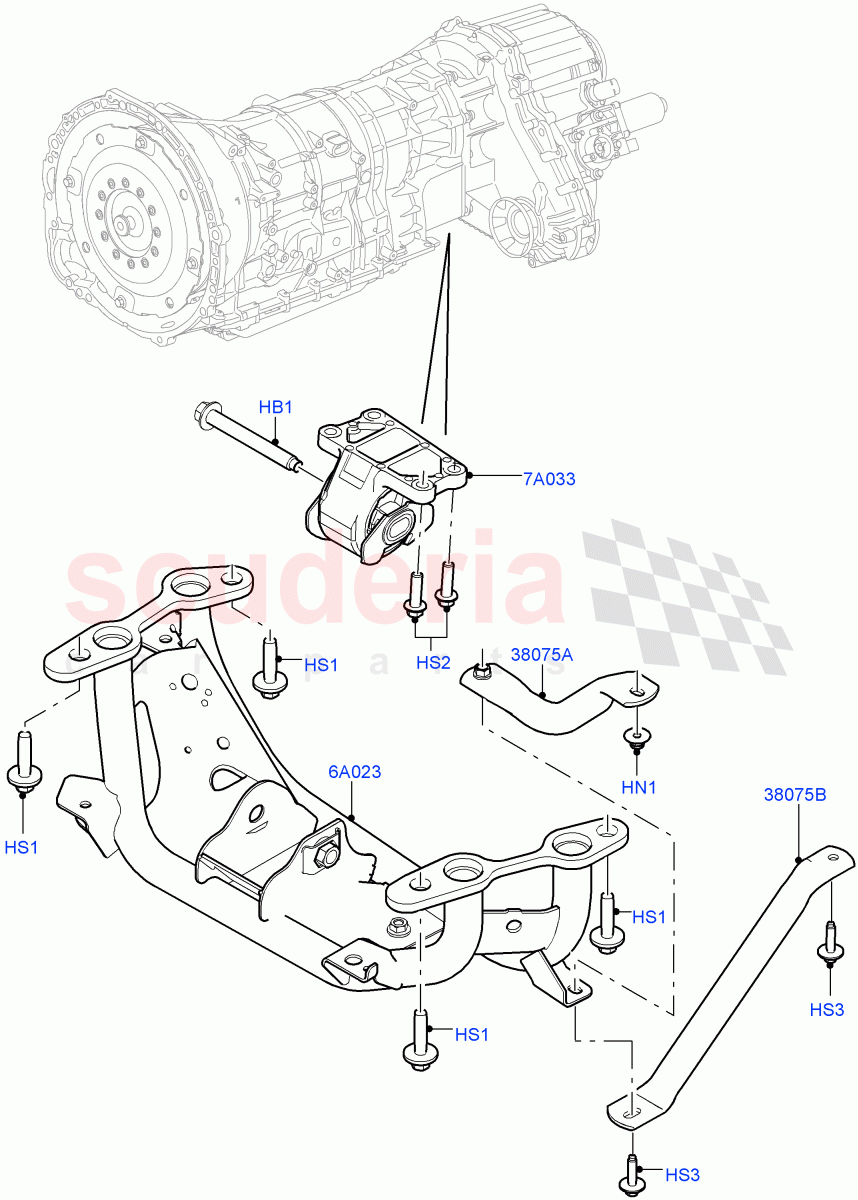 Transmission Mounting (4.4L DOHC DITC V8 Diesel) ((V) FROMJA000001) of Land Rover Land Rover Range Rover Sport (2014+) [3.0 Diesel 24V DOHC TC]