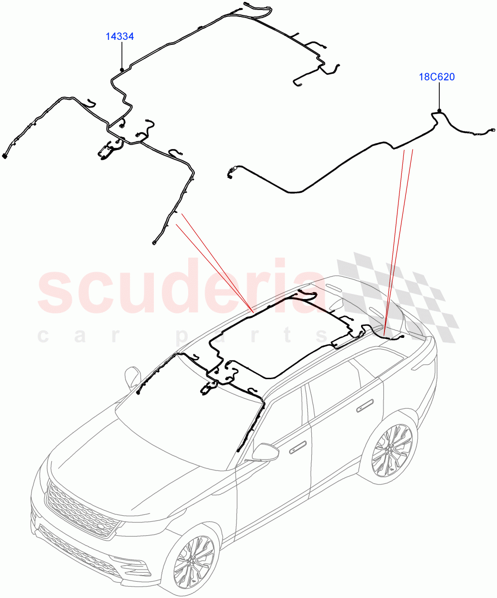 Electrical Wiring - Body And Rear (Roof) ((V) TOLA999999) of Land Rover Land Rover Range Rover Velar (2017+) [3.0 I6 Turbo Petrol AJ20P6]
