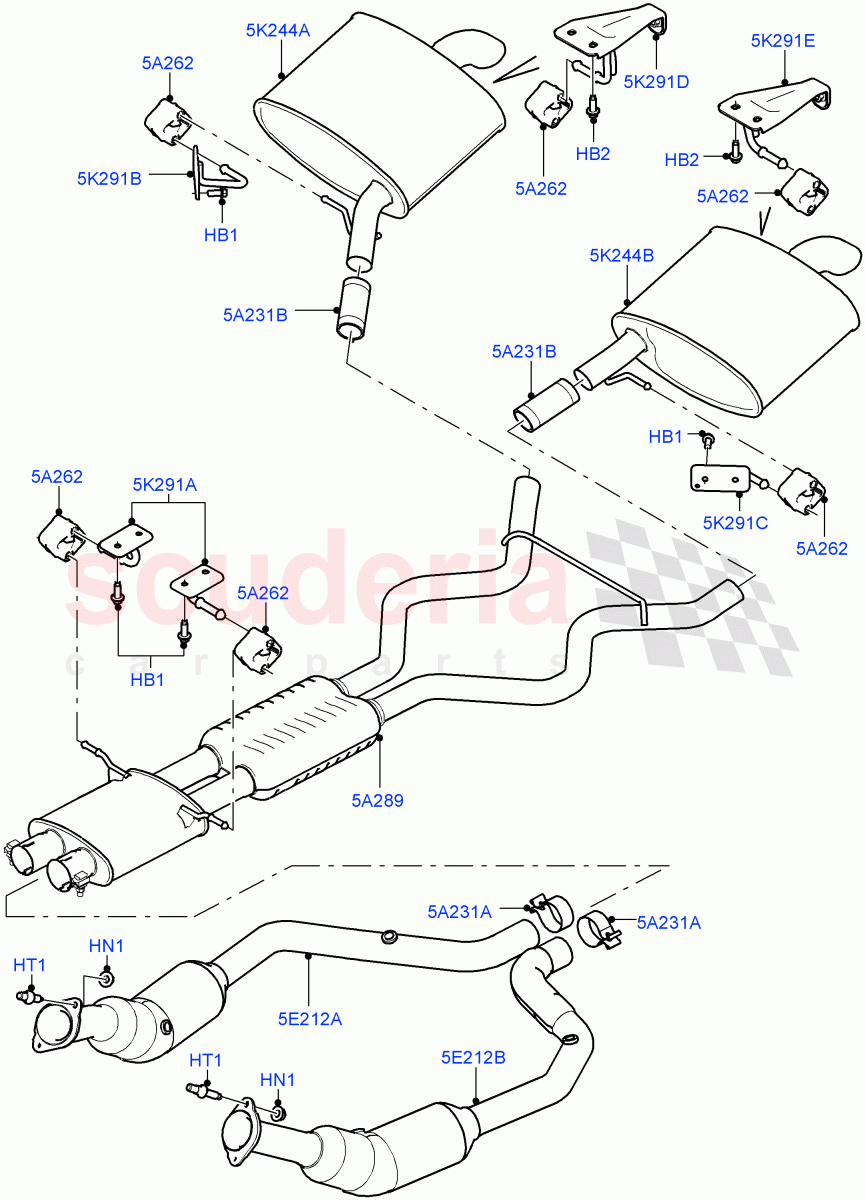 Exhaust System (5.0L OHC SGDI NA V8 Petrol - AJ133) of Land Rover Land Rover Range Rover (2012-2021) [5.0 OHC SGDI NA V8 Petrol]