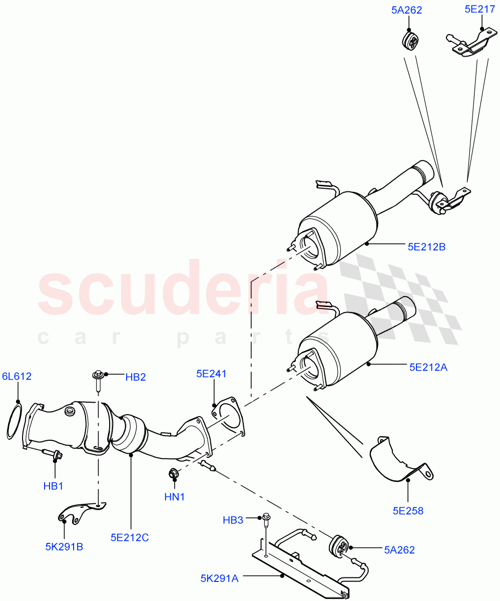 Exhaust System (Front Section) (2.0L 16V TIVCT T/C Gen2 Petrol, Halewood (UK)) of Land Rover Land Rover Discovery Sport (2015+) [2.0 Turbo Petrol GTDI]