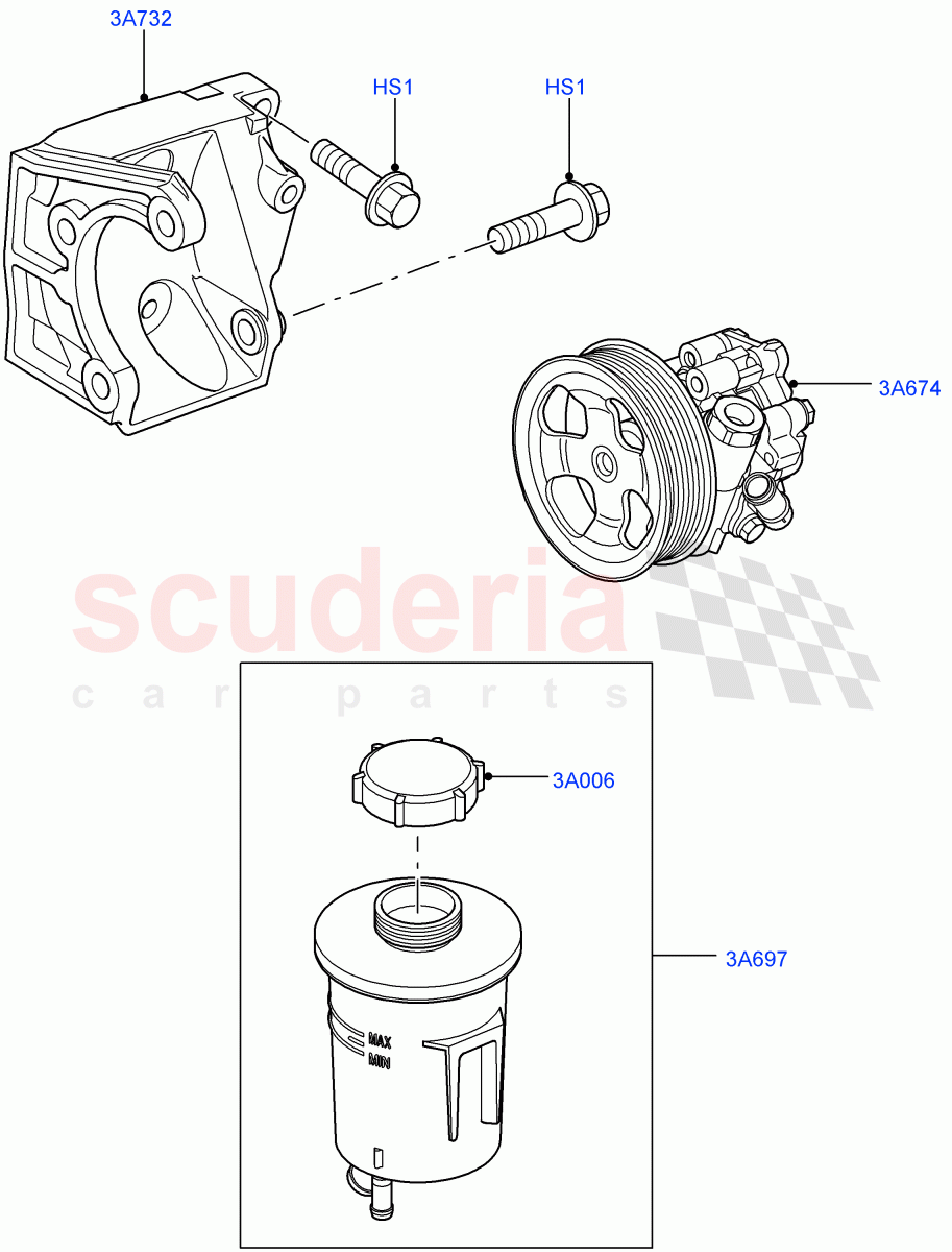 Power Steering Pump Mounting (Lion Diesel 2.7 V6 (140KW)) ((V) TO9A999999) of Land Rover Land Rover Range Rover Sport (2005-2009) [4.4 AJ Petrol V8]
