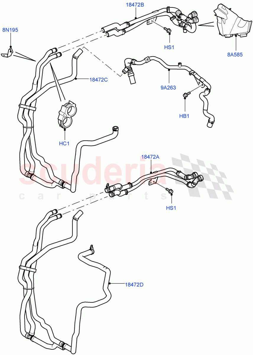 Heater Hoses (Front) (Lion Diesel 2.7 V6 (140KW)) ((V) FROMAA000001) of Land Rover Land Rover Discovery 4 (2010-2016) [4.0 Petrol V6]