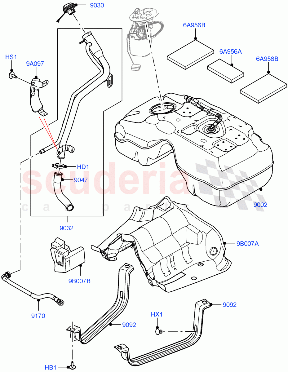 Fuel Tank & Related Parts (2.0L AJ20D4 Diesel High PTA, Halewood (UK), 2.0L AJ20D4 Diesel Mid PTA, 2.0L AJ20D4 Diesel LF PTA) ((V) FROMLH000001) of Land Rover Land Rover Discovery Sport (2015+) [2.0 Turbo Diesel]