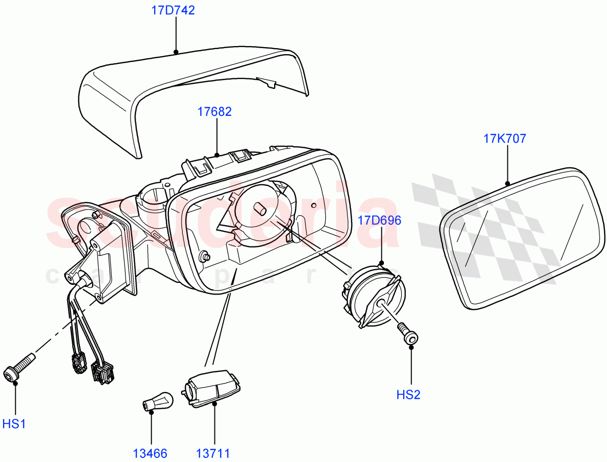 Exterior Rear View Mirror ((V) FROMAA000001) of Land Rover Land Rover Range Rover Sport (2010-2013) [5.0 OHC SGDI NA V8 Petrol]
