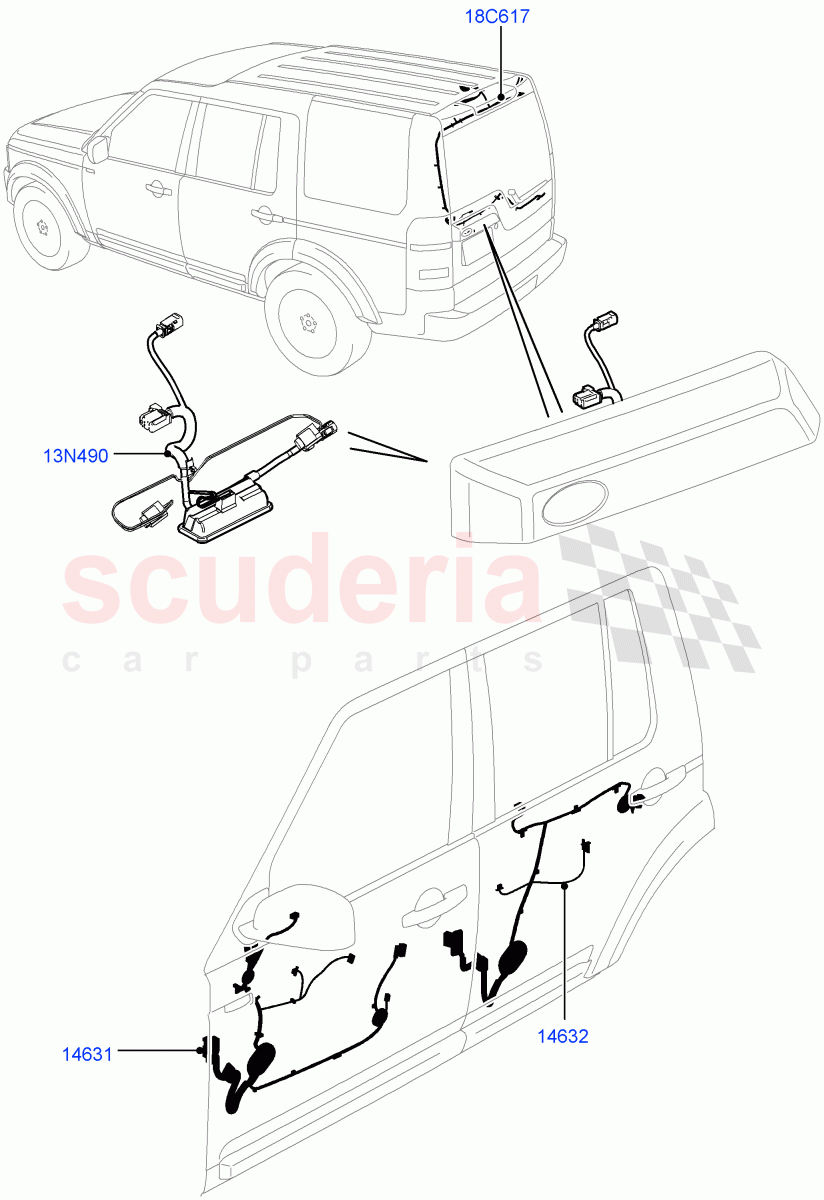Electrical Wiring - Body And Rear (Front And Rear Doors) ((V) FROMCA000001) of Land Rover Land Rover Discovery 4 (2010-2016) [2.7 Diesel V6]