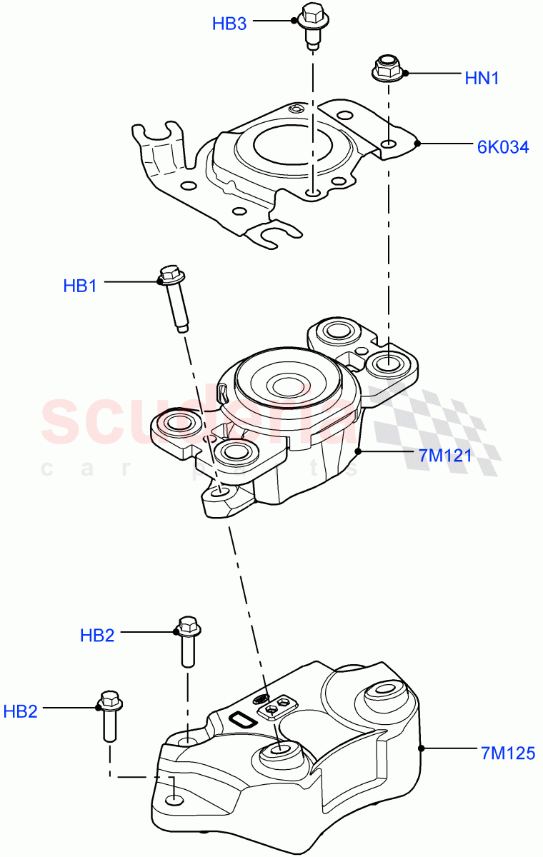 Transmission Mounting (2.0L 16V TIVCT T/C 240PS Petrol, Halewood (UK)) ((V) TODH999999) of Land Rover Land Rover Range Rover Evoque (2012-2018) [2.0 Turbo Diesel]
