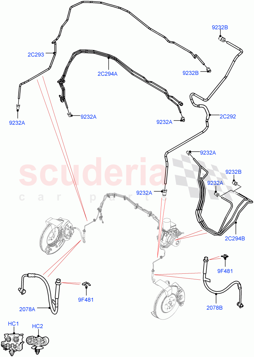 Front Brake Pipes (LHD) ((V) FROMMA000001) of Land Rover Land Rover Range Rover Velar (2017+) [2.0 Turbo Diesel AJ21D4]