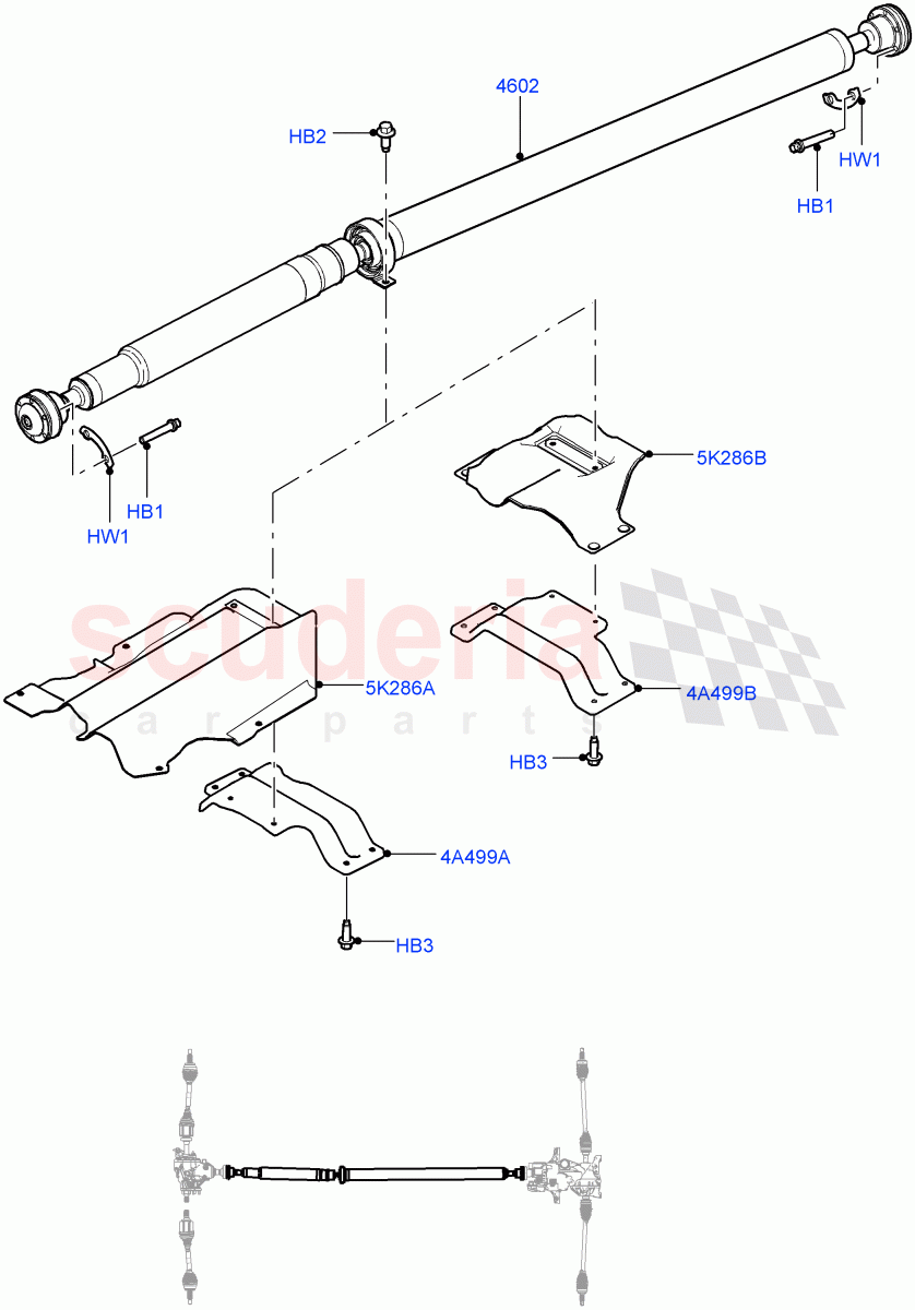 Drive Shaft - Rear Axle Drive (Propshaft) (Itatiaia (Brazil), Efficient Driveline) ((V) FROMGT000001) of Land Rover Land Rover Discovery Sport (2015+) [1.5 I3 Turbo Petrol AJ20P3]