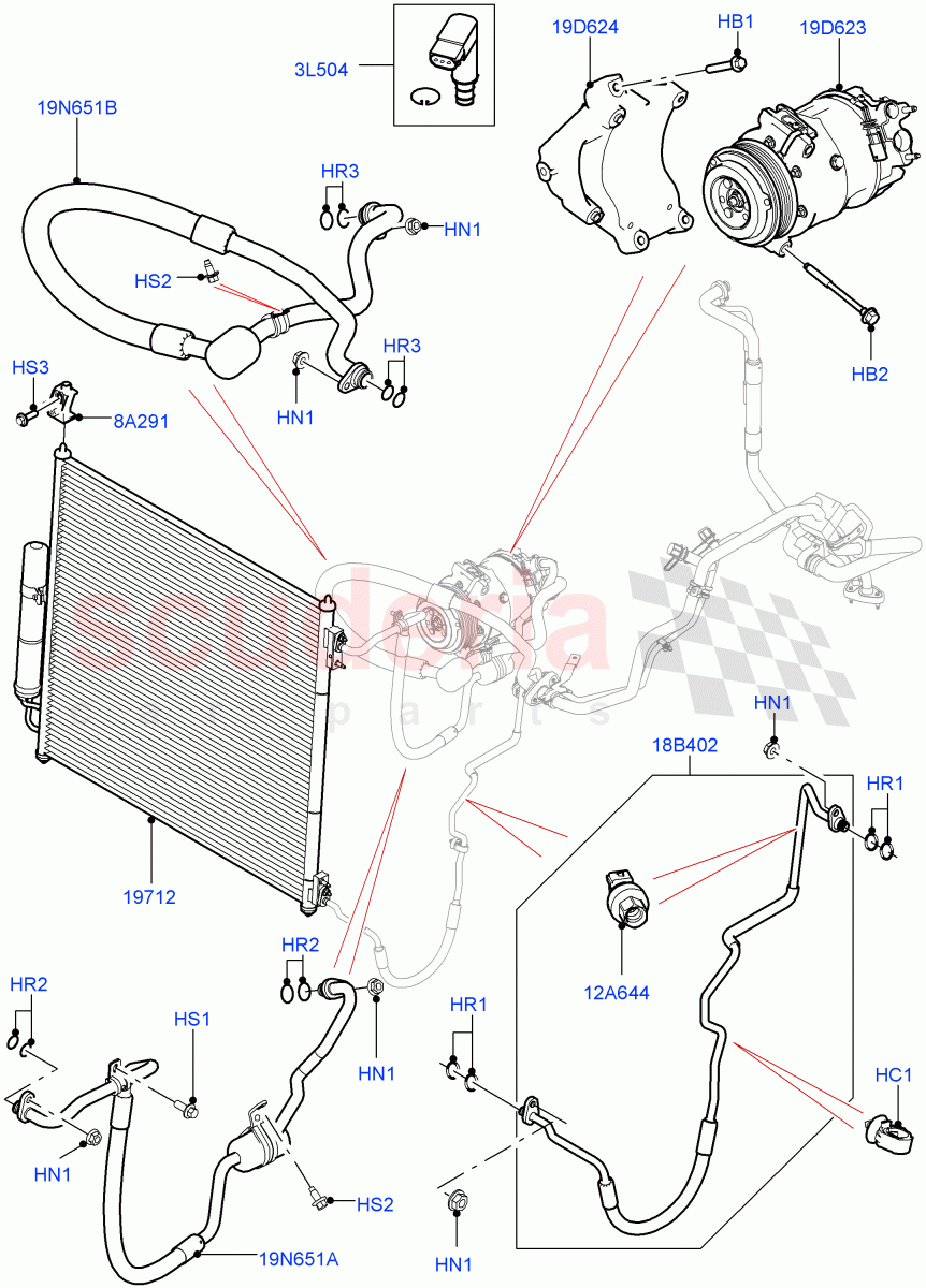 Air Conditioning Condensr/Compressr (Front) (2.0L 16V TIVCT T/C 240PS Petrol) ((V) FROMFA000001) of Land Rover Land Rover Range Rover Sport (2014+) [5.0 OHC SGDI SC V8 Petrol]