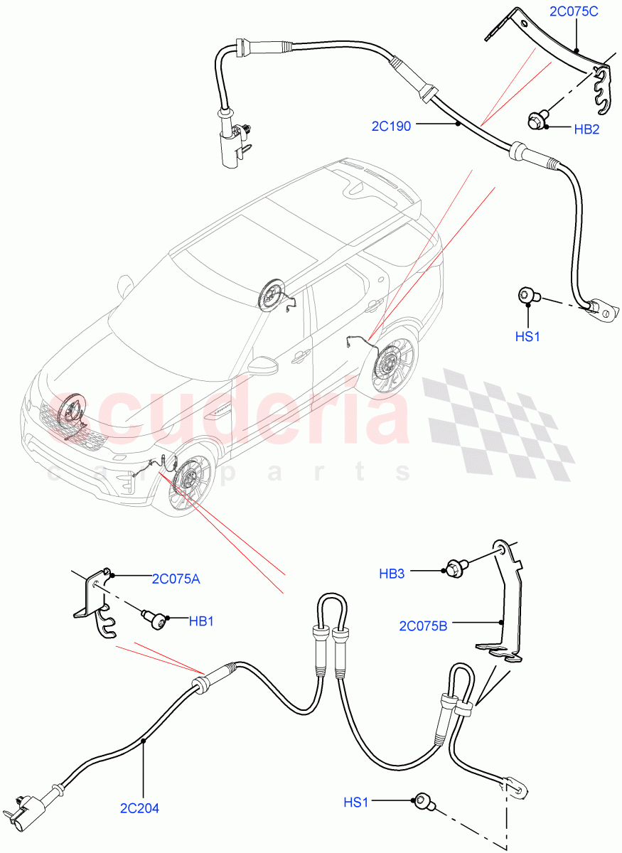 Anti-Lock Braking System (Solihull Plant Build, ABS/Speed Sensor) ((V) FROMHA000001) of Land Rover Land Rover Discovery 5 (2017+) [2.0 Turbo Diesel]