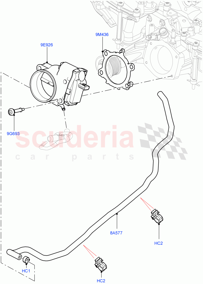 Throttle Housing (5.0L P AJ133 DOHC CDA S/C Enhanced) ((V) FROMKA000001) of Land Rover Land Rover Range Rover Velar (2017+) [5.0 OHC SGDI SC V8 Petrol]