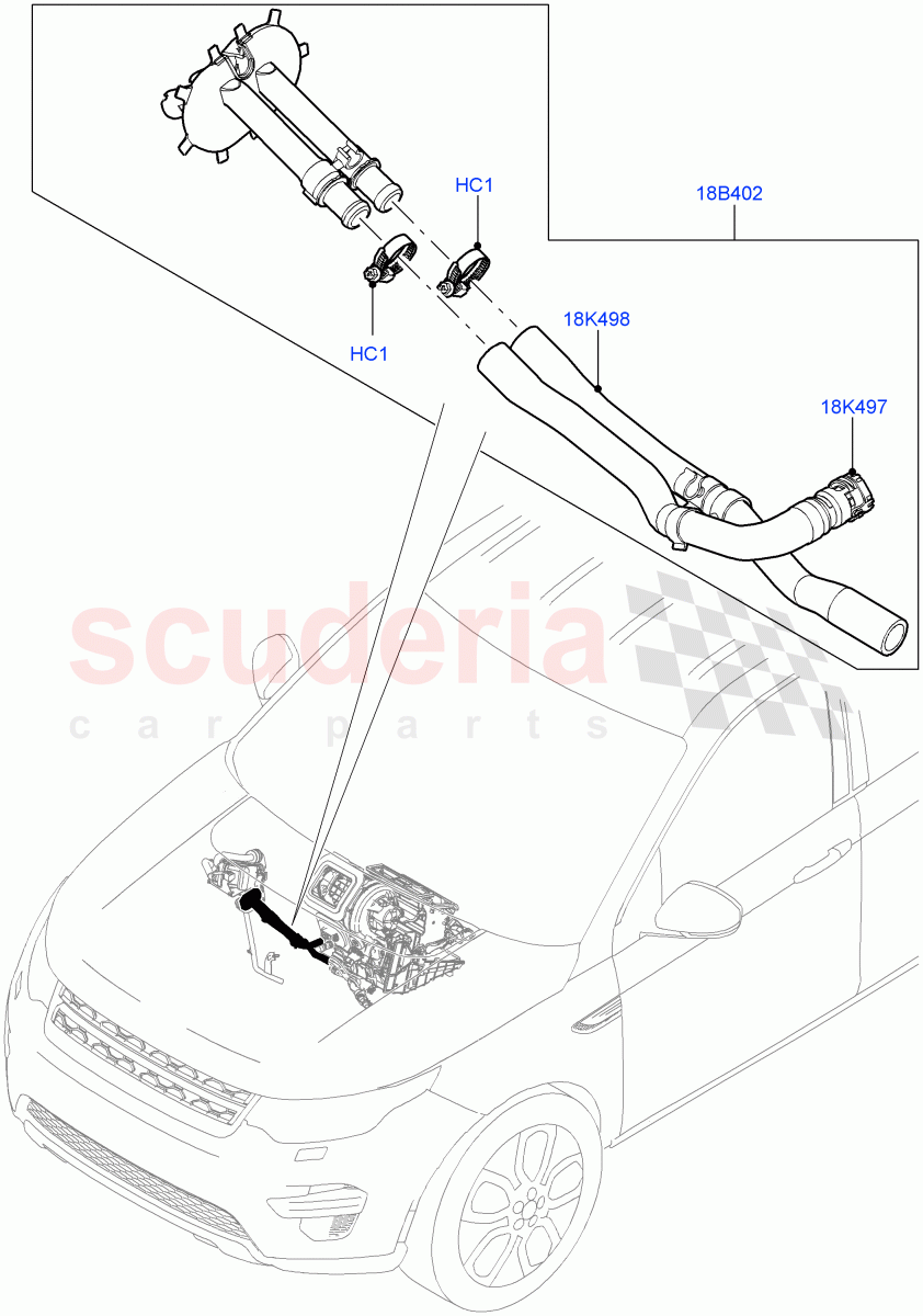 Auxiliary Heater Hoses (Changsu (China), Fuel Heater W/Pk Heat Less Remote, Fuel Fired Heater With Park Heat, With Fuel Fired Heater) ((V) FROMFG000001) of Land Rover Land Rover Discovery Sport (2015+) [2.0 Turbo Petrol GTDI]