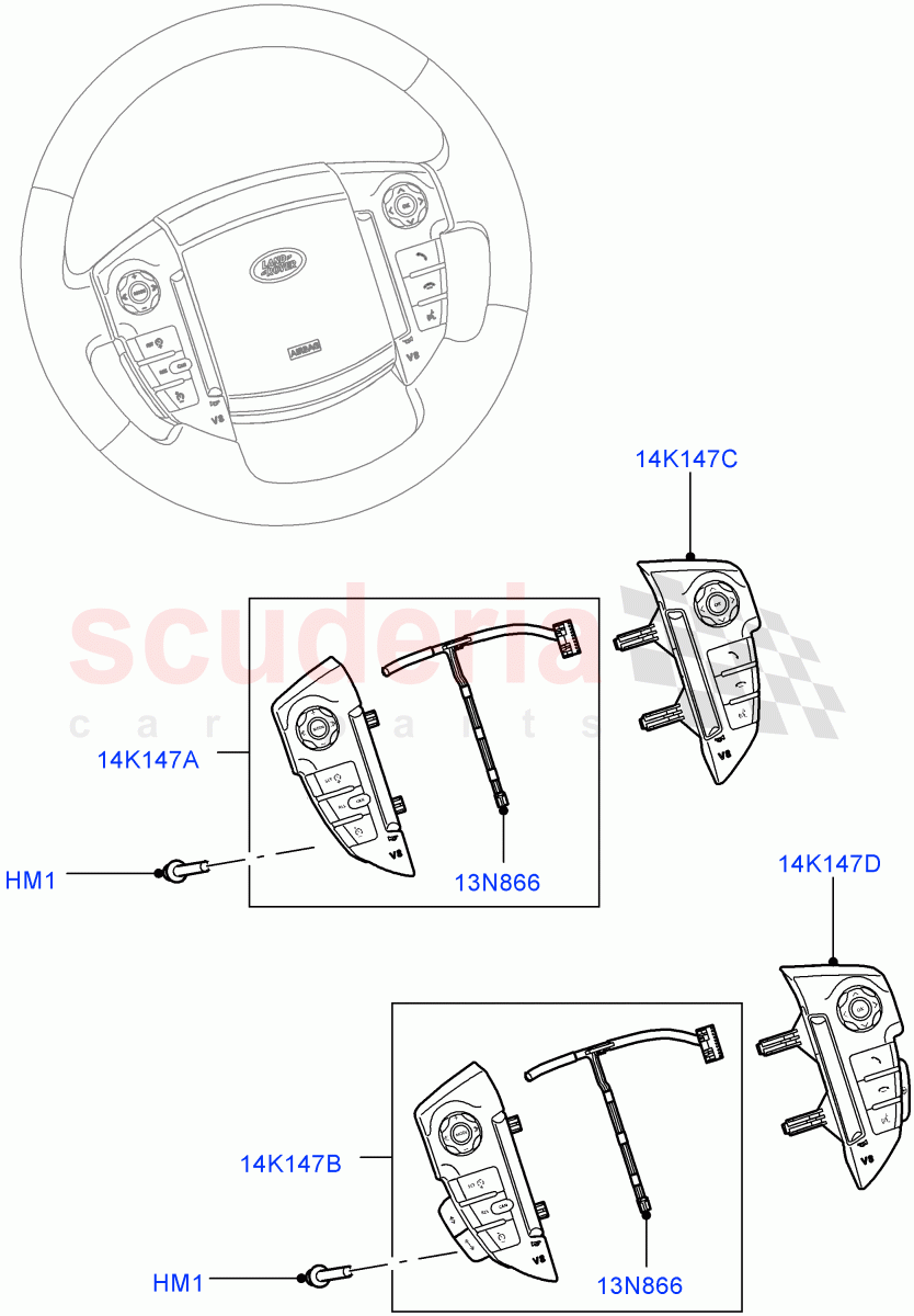 Switches (Steering Wheel) ((V) FROMAA000001) of Land Rover Land Rover Range Rover Sport (2010-2013) [5.0 OHC SGDI SC V8 Petrol]