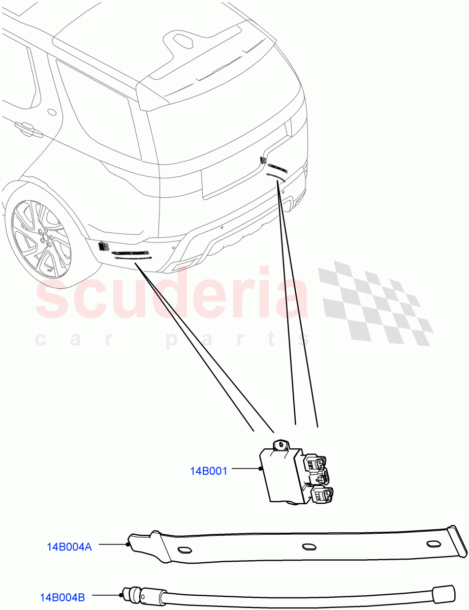 Vehicle Modules And Sensors (Gesture Tailgate System, Solihull Plant Build) (Tailgate - Hands Free) ((V) FROMHA000001) of Land Rover Land Rover Discovery 5 (2017+) [3.0 I6 Turbo Diesel AJ20D6]