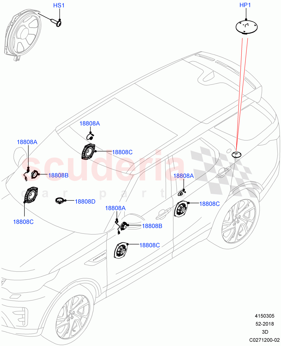 Speakers (Solihull Plant Build) (Midline Sound System) ((V) FROMHA000001) of Land Rover Land Rover Discovery 5 (2017+) [3.0 Diesel 24V DOHC TC]