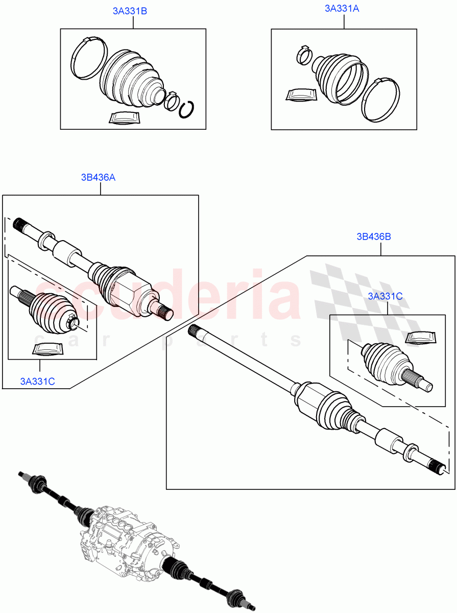 Drive Shaft - Rear Axle Drive (1.5L AJ20P3 Petrol High PHEV, Changsu (China), All Wheel Drive) ((V) FROMKG446857) of Land Rover Land Rover Discovery Sport (2015+) [2.0 Turbo Diesel]