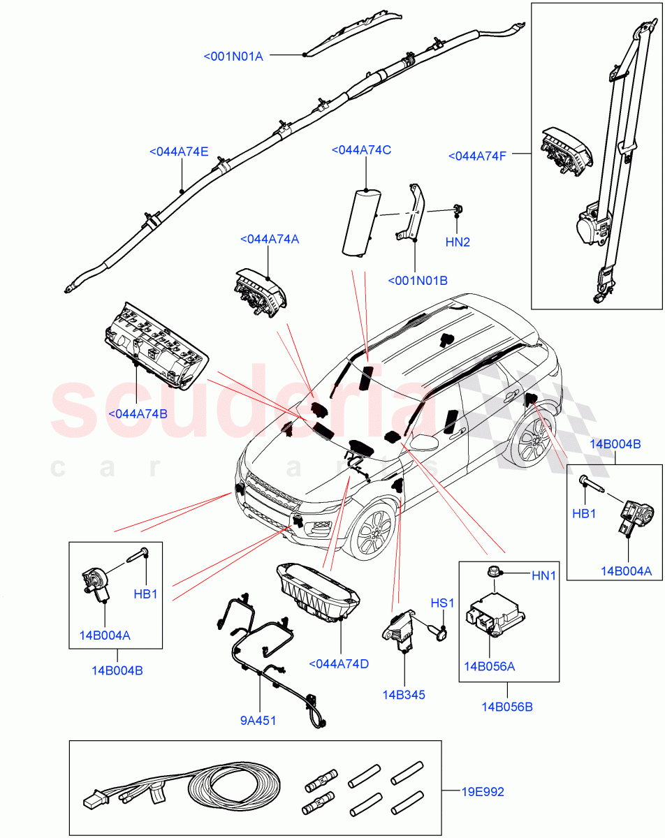 Airbag System (Halewood (UK)) of Land Rover Land Rover Range Rover Evoque (2012-2018) [2.0 Turbo Petrol AJ200P]