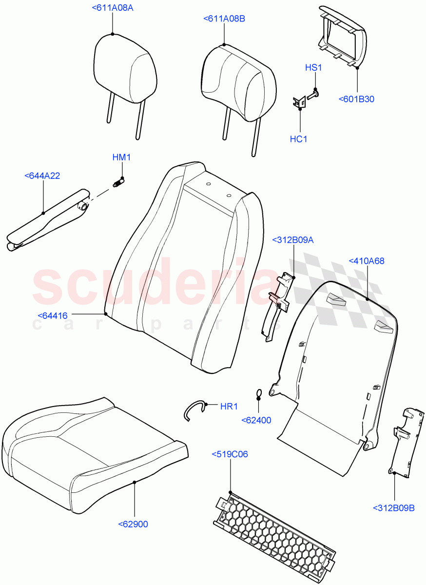 Front Seat Covers (Windsor Leather Perforated, Heated/Cooled Front/Rear Seat, Heated/Cooled Front - Heated Rear) ((V) TOHA999999) of Land Rover Land Rover Range Rover (2012-2021) [5.0 OHC SGDI SC V8 Petrol]