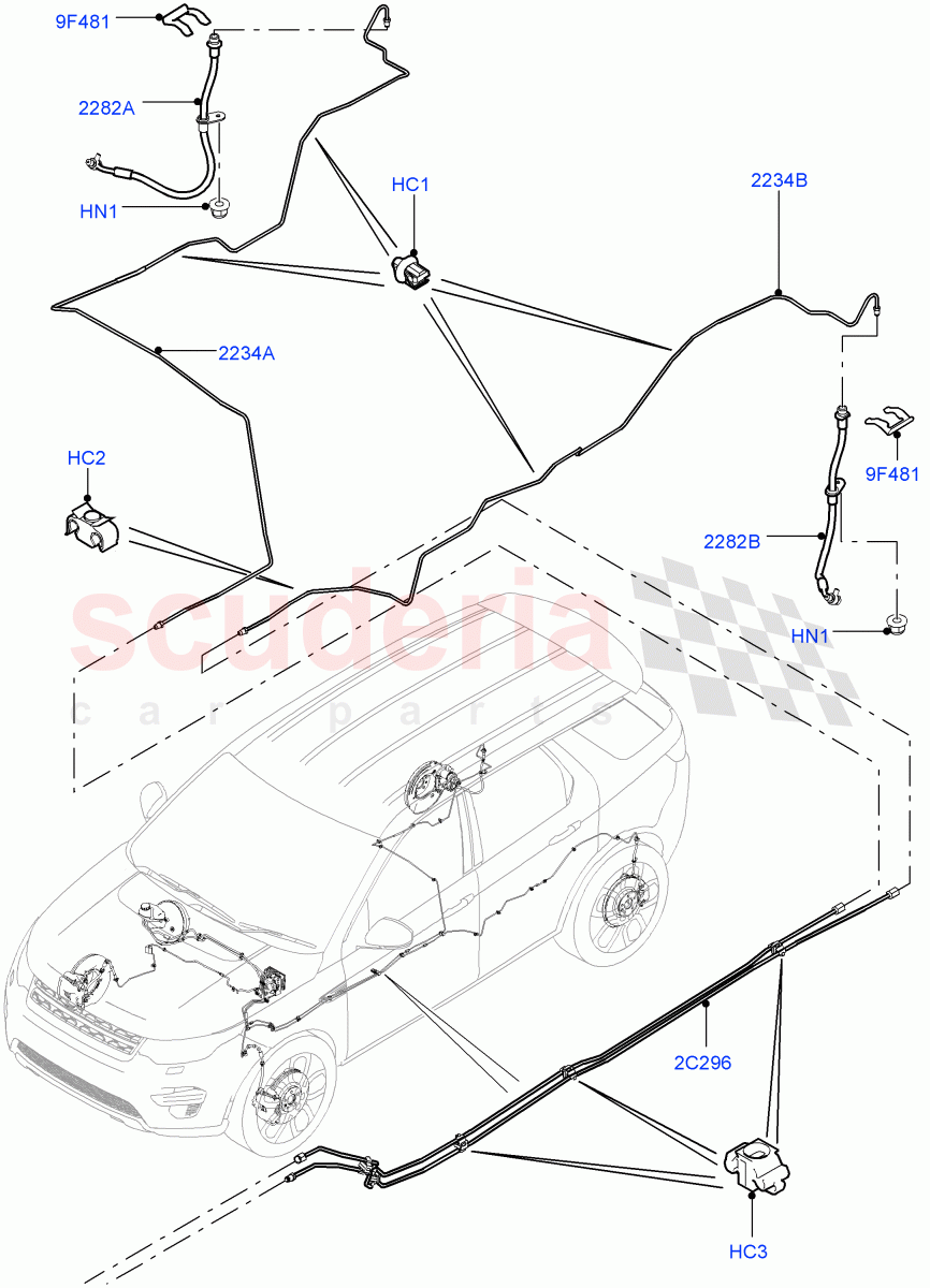 Rear Brake Pipes (Itatiaia (Brazil)) ((V) FROMGT000001) of Land Rover Land Rover Discovery Sport (2015+) [2.2 Single Turbo Diesel]