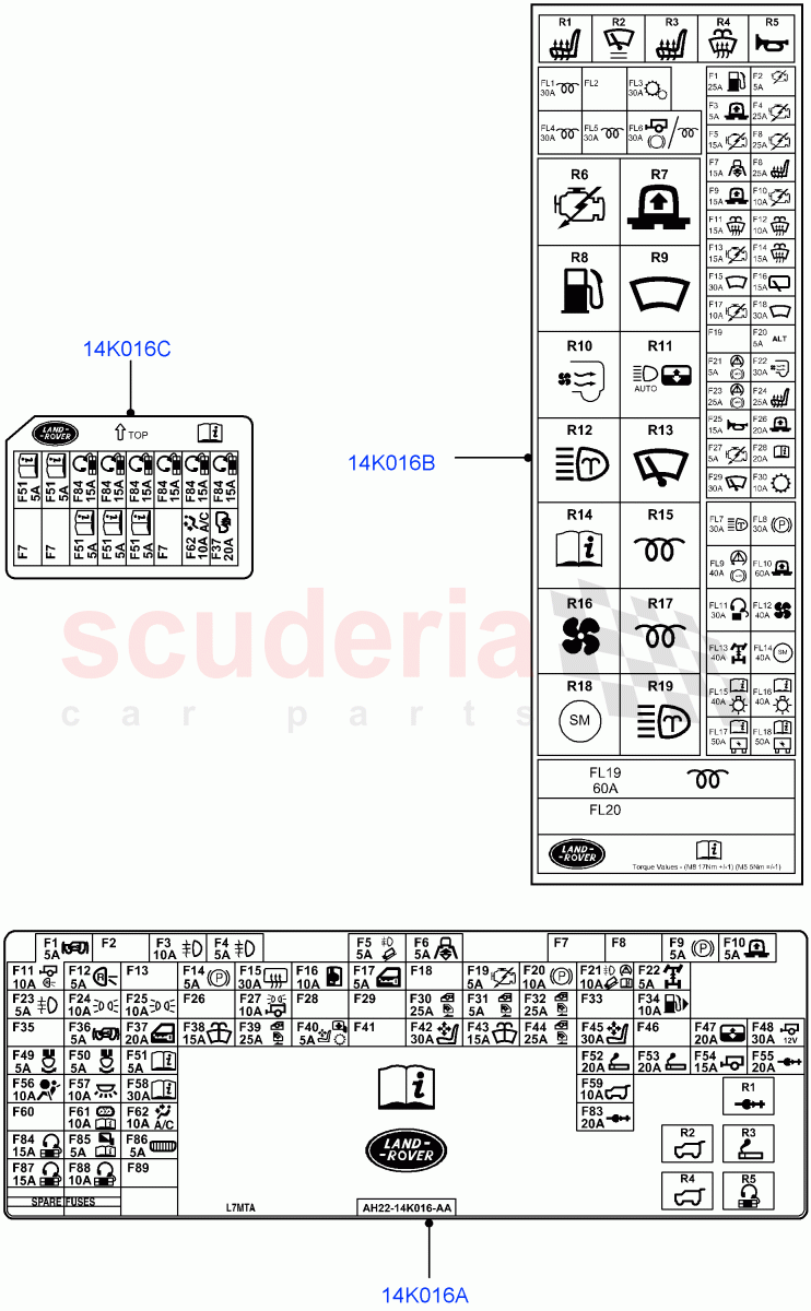 Labels (Fuse Box) ((V) FROMAA000001) of Land Rover Land Rover Discovery 4 (2010-2016) [3.0 DOHC GDI SC V6 Petrol]
